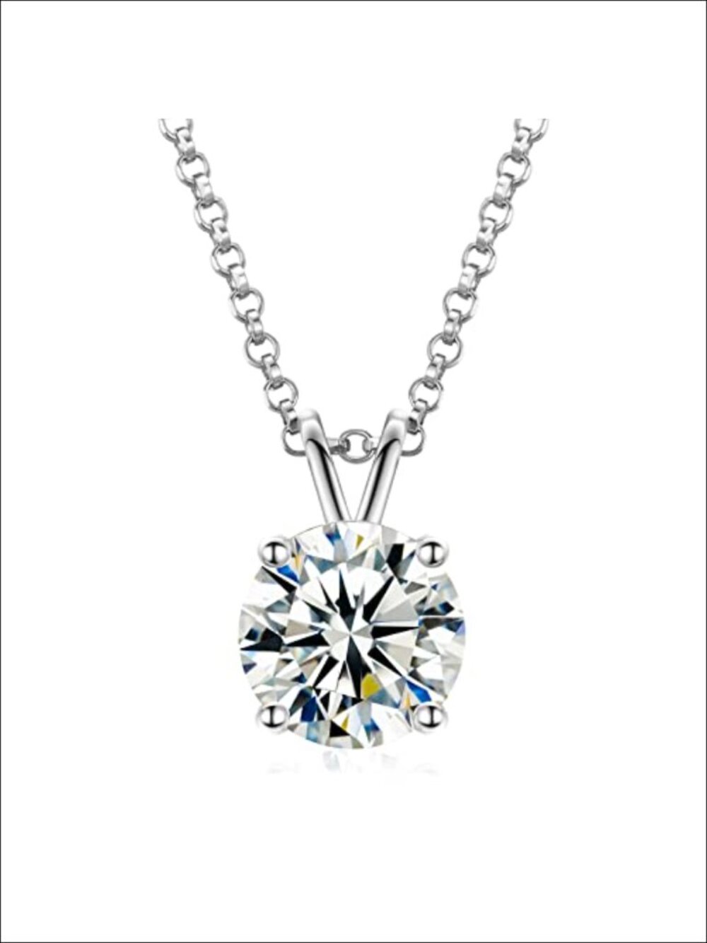 TUHE Moissanite Pendant Necklace 18K Gold Vermeil 925 Sterling Silver Solitaire